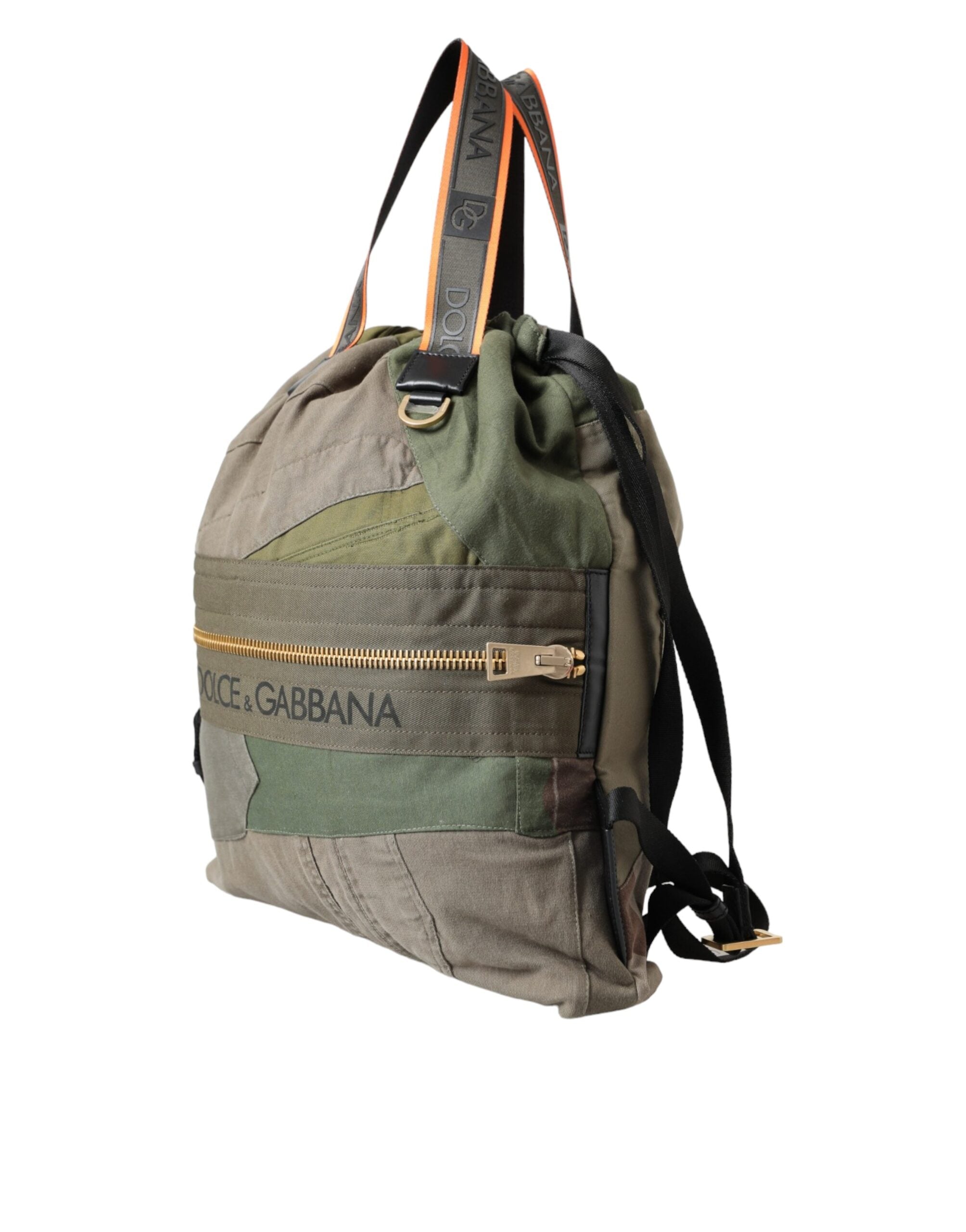Dolce & Gabbana Military Green Patchwork Backpack Bag